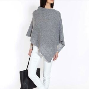 Tabitha Webb Gray Wool Blend Gray Poncho Sweater One Size